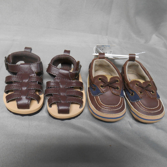 Carter + Koala Baby Other - New 2 pair boys brown NB sandals + size 2 shoes